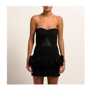Maje Paris Peplum dress Black Bustier Ruffle frill